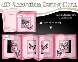 3D Pretty Floral & Butterfly Accordian Swing Card