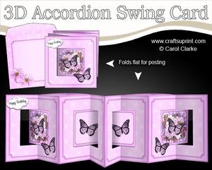 3D Butterflies & Flowers Accordian Swing Card
