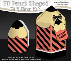 3D Pencil Shaped Treat or Favour Box Mini Kit
