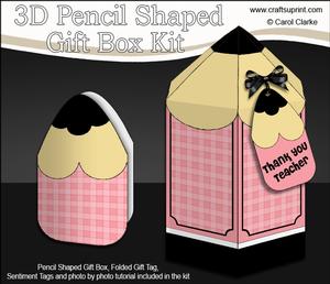 3D Pencil Shaped Treat or Favour Box Mini Kit