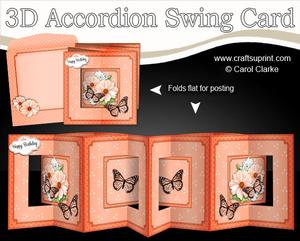 3D Floral Bouquet & Butterfly Accordian Swing Card