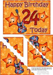5x7 24th Birthday Guitars Scallop Corner