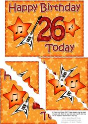 5x7 26th Birthday Guitar Scallop Corner