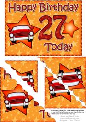 5x7 27th Birthday Sports Car Scallop Corner