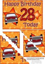 5x7 28th Birthday Mini Car Scallop Corner