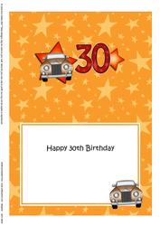 30th Birthday Rolls Royce Car 5x7 Insert