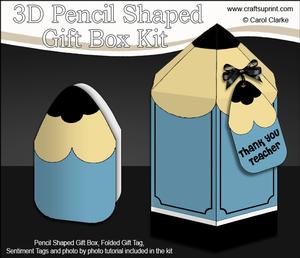 3D Pencil Shaped Treat or Favour Box Mini Kit