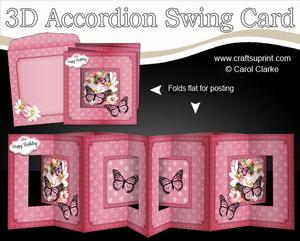 3D Flowers & Butterflies Accordian Swing Card