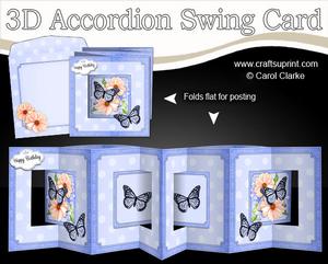 3D Pastel Flowers & Butterflies Accordian Swing Card