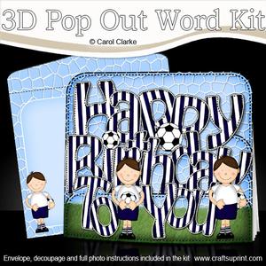 3D Boyz Bazil Birthday Football Pop Out Word Card