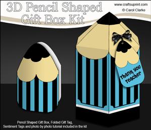 3D Pencil Shaped Treat or Favour Box Mini Kit