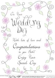 A4 Wedding Greeting in Floral Frame