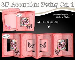 3D Flowers & Butterflies Accordion Swing Card