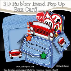 3D Sports Car Rubber Band Pop Up Box Card