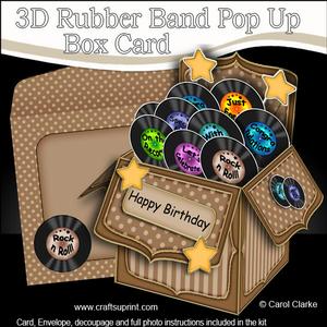 3D Records Rubber Band Pop Up Box Card