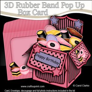 3D Liquorice Sweets Rubber Band Pop Up Box Card