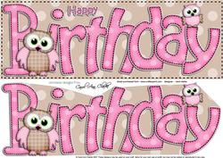 Large Dl Birthday Owls Quick Card N 3D Decoupage