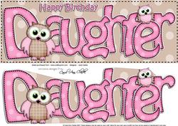 Large Dl Birthday Daughter Owls Quick Card N 3D Decoupage