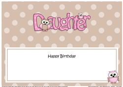 Birthday Owls Daughter Matching Large Dl Insert
