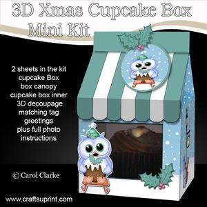 3D Xmas Hoot Owl Milk Carton Cupcake or Treat Box Mini Kit