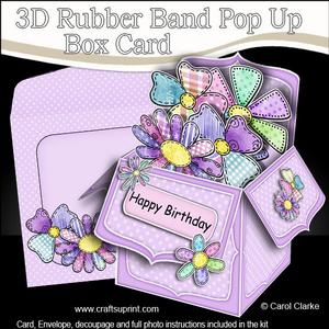 3D Patchwork Petals Rubber Band Pop Up Box Card