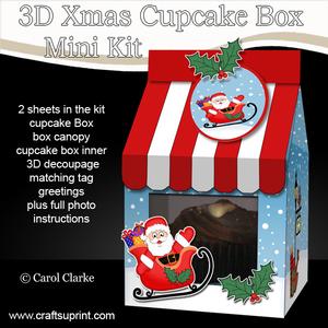 3D Xmas Santa's Sleigh Milk Carton Cupcake or Treat Box Mini