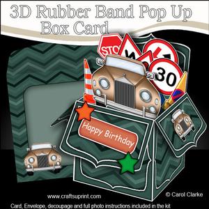 3D Rolls Royce Car Rubber Band Pop Up Box Card