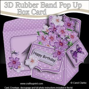 3D Pretty Violas Rubber Band Pop Up Box Card