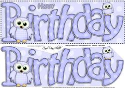 Large Dl Birthday Owls Card & 3D Decoupage