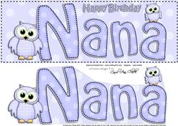 Large Dl Birthday Nana Owls Card & 3D Decoupage