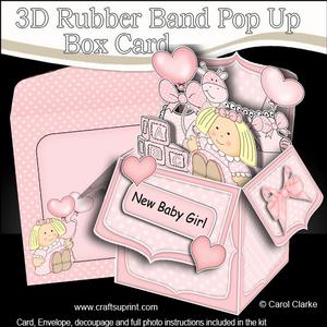 Image of cup545941_359 - 3D New Baby Girl Rubber Band Pop Up Box Card