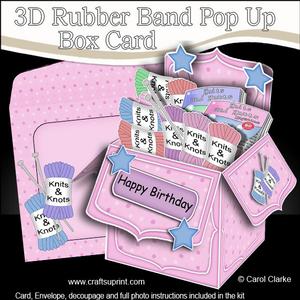 3D Knits & Knots Knitting Rubber Band Pop Up Box Card