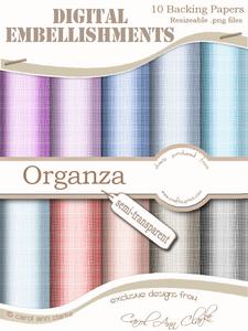 Semi-transparent 'organza' Digital Embellishments - Flowers and Pearls Colours