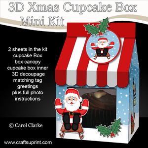 3D Xmas Sledging Santa Milk Carton Cupcake or Treat Box