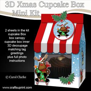 3D Xmas Sledging Rudolph Milk Carton Cupcake or Treat Box