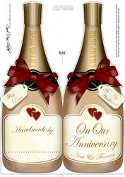 Large Dl Husband Anniversary Champagne Bottle Shaped Card