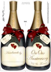 Large Dl Husband Anniversary Champagne Bottle Shaped Card
