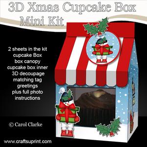 3D Xmas Cute Cat Milk Carton Cupcake or Treat Box Mini Kit