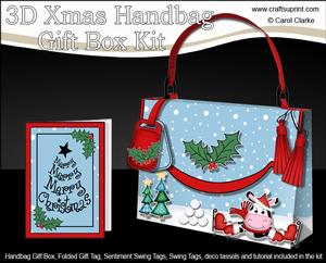 3D Milly Moo Cow Xmas Handbag Treat or Favour Box Kit