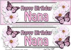 Large Dl Birthday Nana Floral Butterflies 3D Decoupage