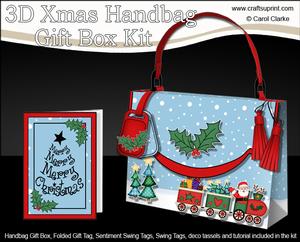 3D Santa's Train Xmas Handbag Treat or Favour Box Kit