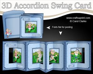 3D Old Man Bert Plays Sport Accordion Swing Card