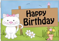 A4 Cute Little Cat Birthday Card Topper