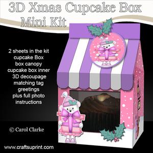 3D Xmas Teddy Tess Milk Carton Cupcake or Treat Box Mini Kit