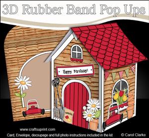 3D Potting Shed Rubber Band Pop Up Card
