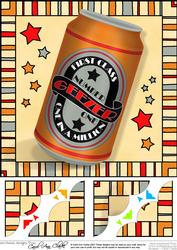 8 x 8 1st Class Geezer Beer Can Scalloped Corner Topper