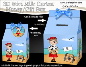 3D Boyz Pirate Joze Milk Carton Money or Treat Box Mini Kit