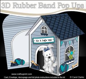 3D Jock Westie Dog Kennel Rubber Band Pop Up Card