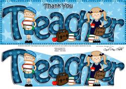 Large Dl Boyz Girlz Thank You Teacher 3D Decoupage
