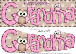 Large Dl Birthday Grandma Owls Quick Card N 3D Decoupage
